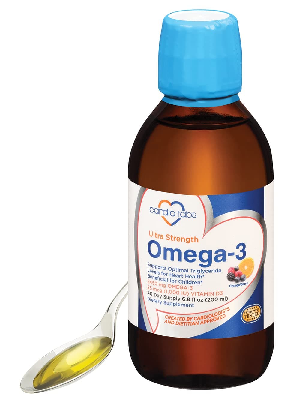 Ultra Strength Liquid Omega-3 + Vitamin D3, Fish Oil Supplements 4,500mg Omega-3 Marine Oil from Fish Oil and Calamarine, 2,130mg DHA and EPA, + 1,000 IU of Vitamin D3-6.8 fl oz