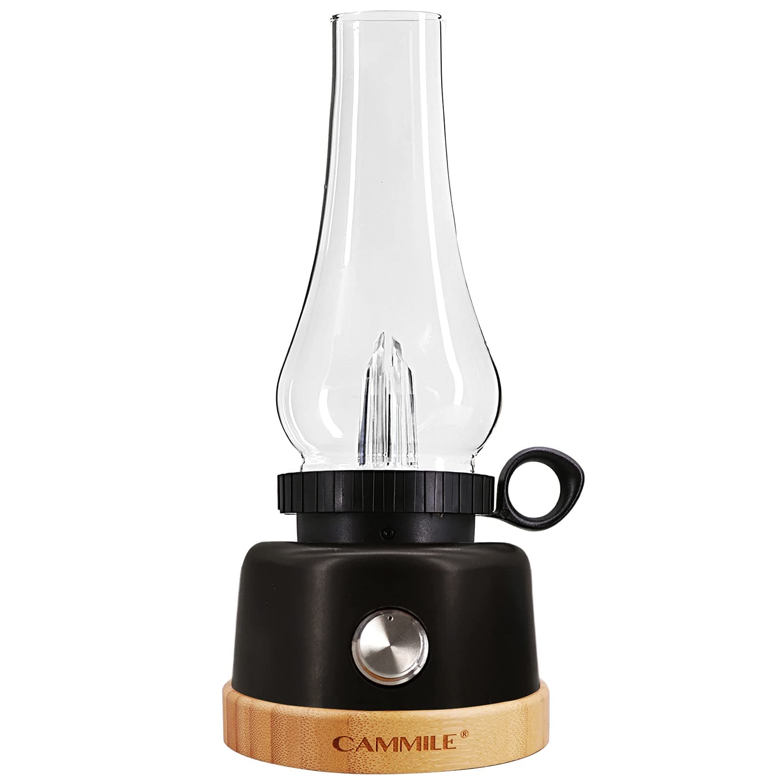 CAMMILE Rechargeable Bedside Table Lamp Portable Lantern with 3 Light Modes and 5000mAh Battery, Dimmable Night Lights for Bedroom, Living Room, Office, Outdoor Camping, Black