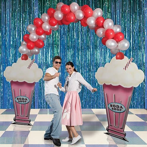 50s Fifties Soda Shop Entrance Standee Fifties Standup Photo Booth Prop Background Backdrop Party Decoration Decor Scene Setter Cardboard Cutout