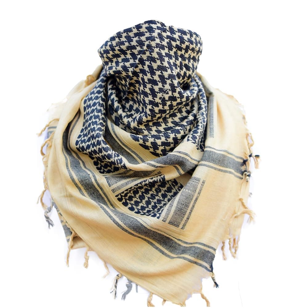 Scarf Shemagh Head Neck Scarf 100% Cotton Desert Arab Wrap Tactical Keffiyeh Shawl Scarve with Tassel 43x43 inches