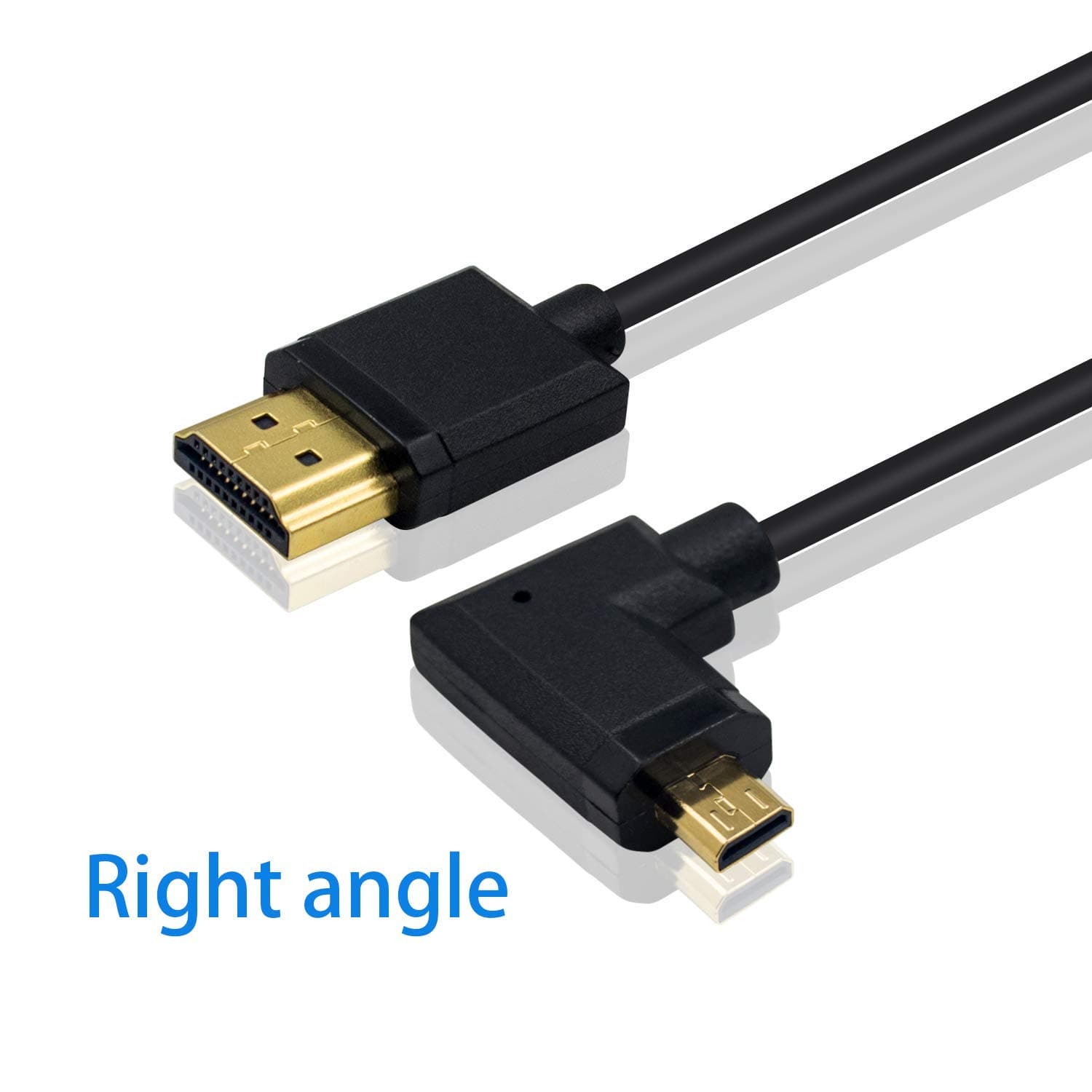 Duttek Micro HDMI to Standard HDMI Coiled Cable, Extreme Slim Right Angled Male to Male for 1080P, 4K, Ultra HD, 3D (1.2M/4FT)