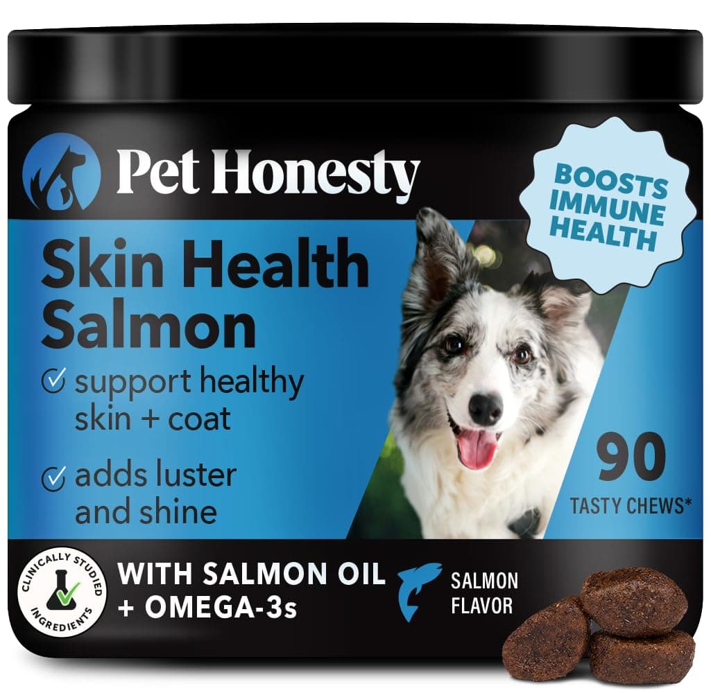 Skin Health Salmon Chews - Itch Relief for Dogs, Omega 3 Fish Oil for Dogs, Natural Salmon Oil for Dog Chews for Healthy Skin & Coat, May Reduce Shedding, Dog Fish Oil Supplements - 90 Ct