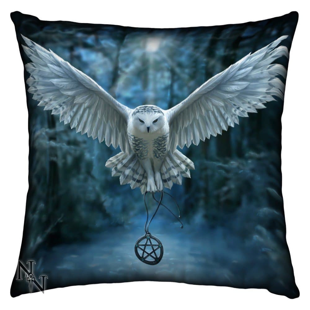 Awaken Your Magic Owl & Pentagram Art Cushion By Anne Stokes