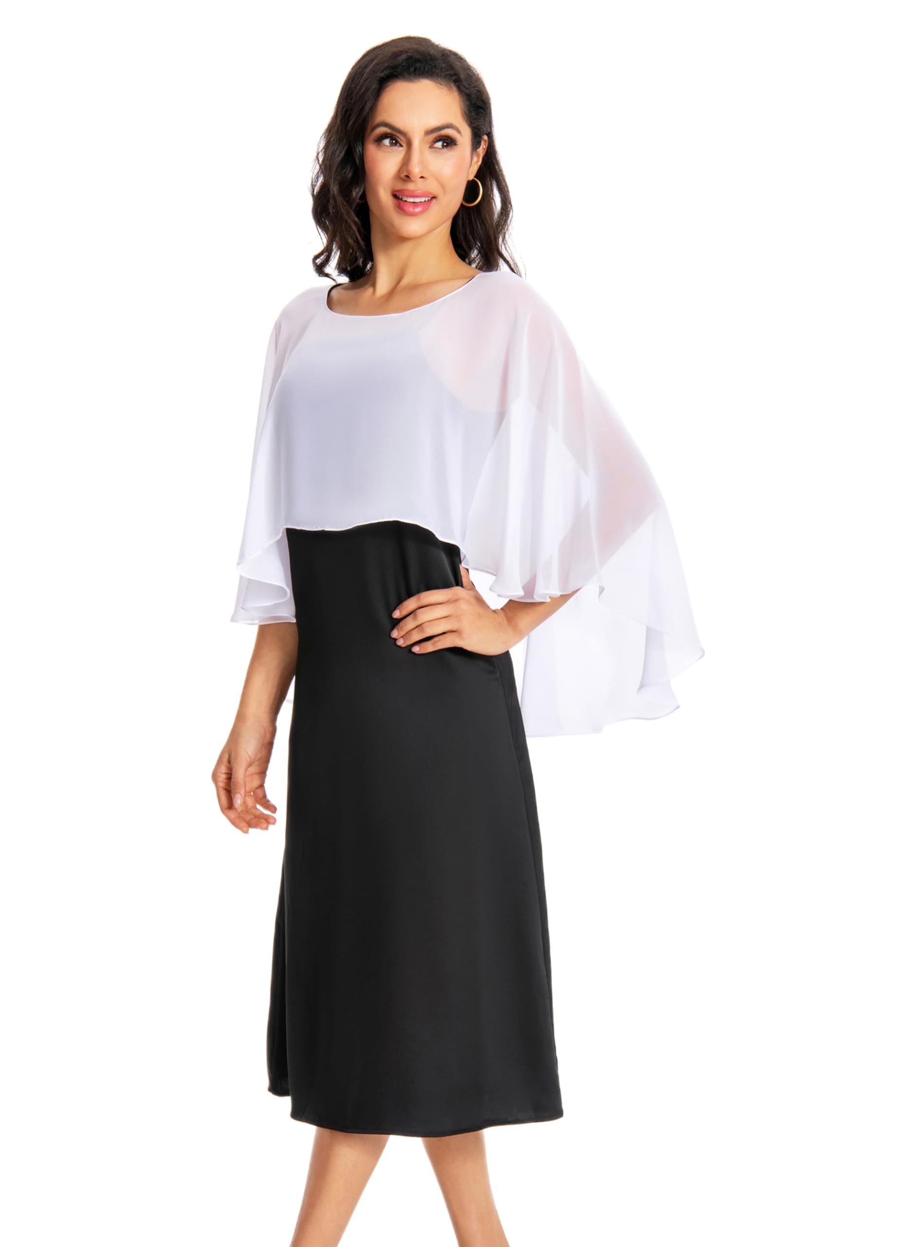 Women's Capelet Shawls and Wraps for Evening Dresses Soft Bridesmaid Shawl Chiffon Cape Wedding Cover Up