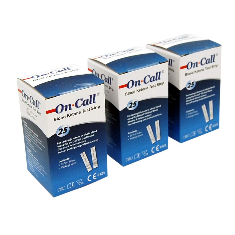 3 x 25 Blood Ketone Test Strips for The On call Ketone Meter Monitor …