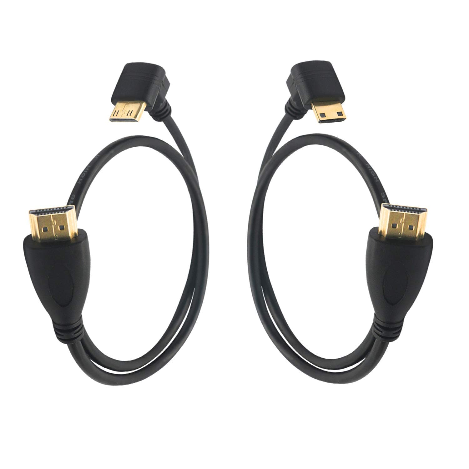 GINTOOYUN Mini HDMI to HDMI,Hdmi 90 Degree Up and Down 2pcs,Hdmi A Male to HDMI C Male -19.7IN