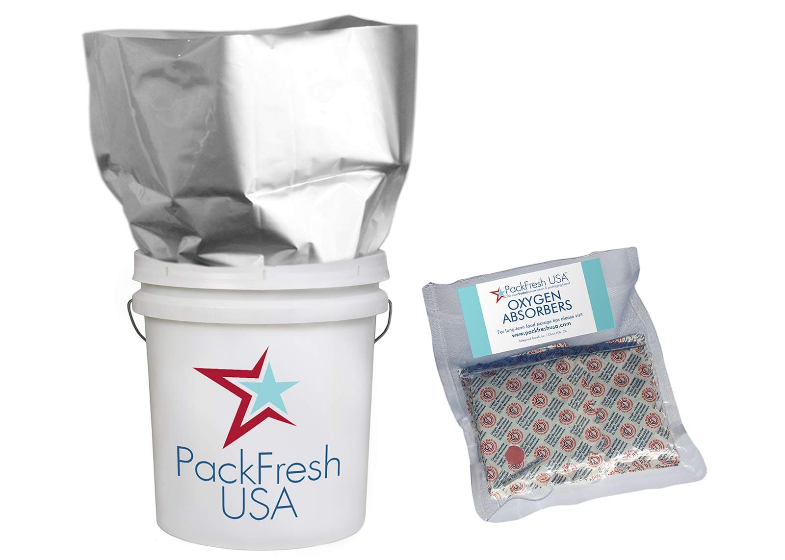 5 Gallon Mylar Bags with 2000cc Oxygen Absorbers (10) with PackFreshUSA LTFS Guide
