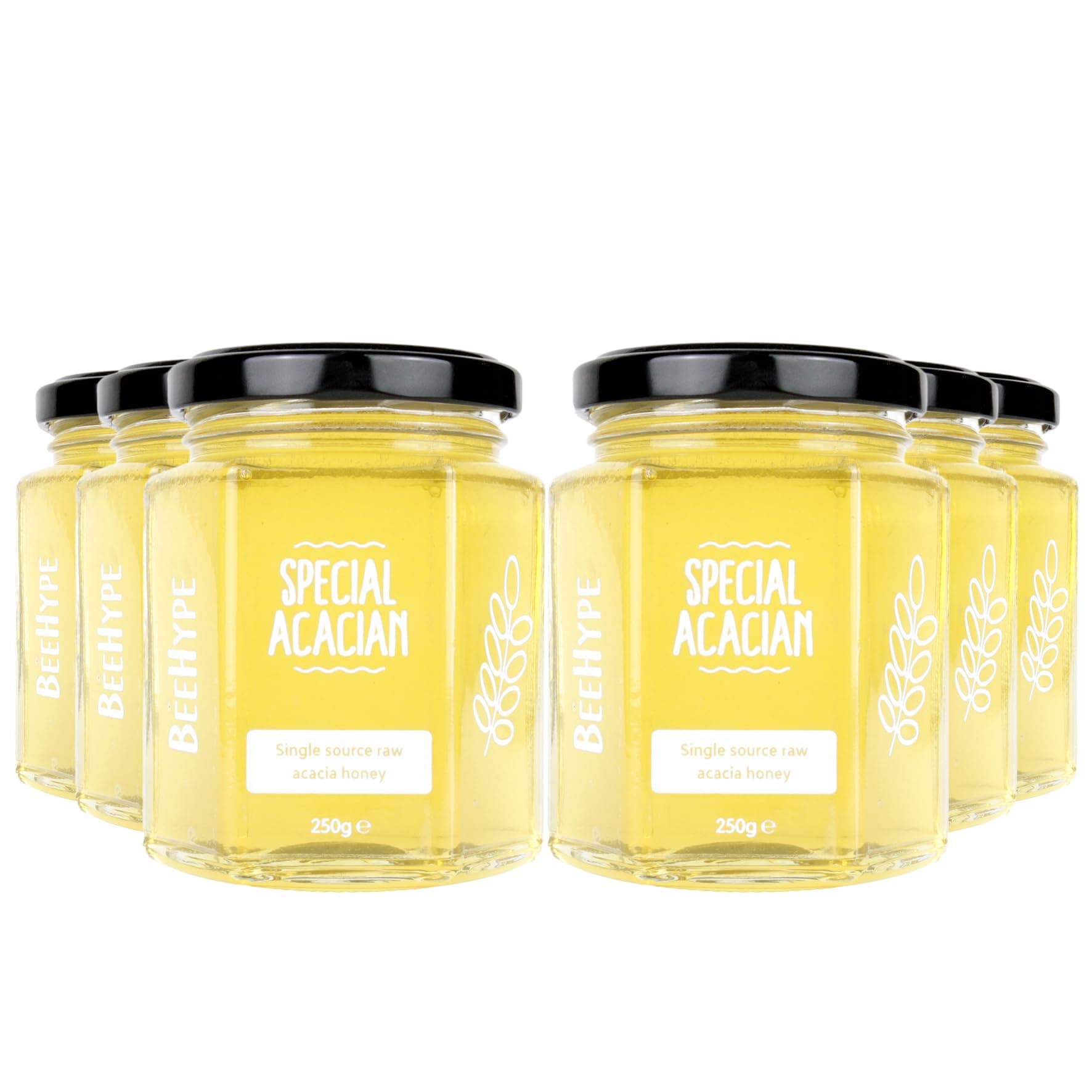 BeeHype - Special Acacian, 100% Pure Luxury Acacia Raw Bee Honey, 6 x 250g