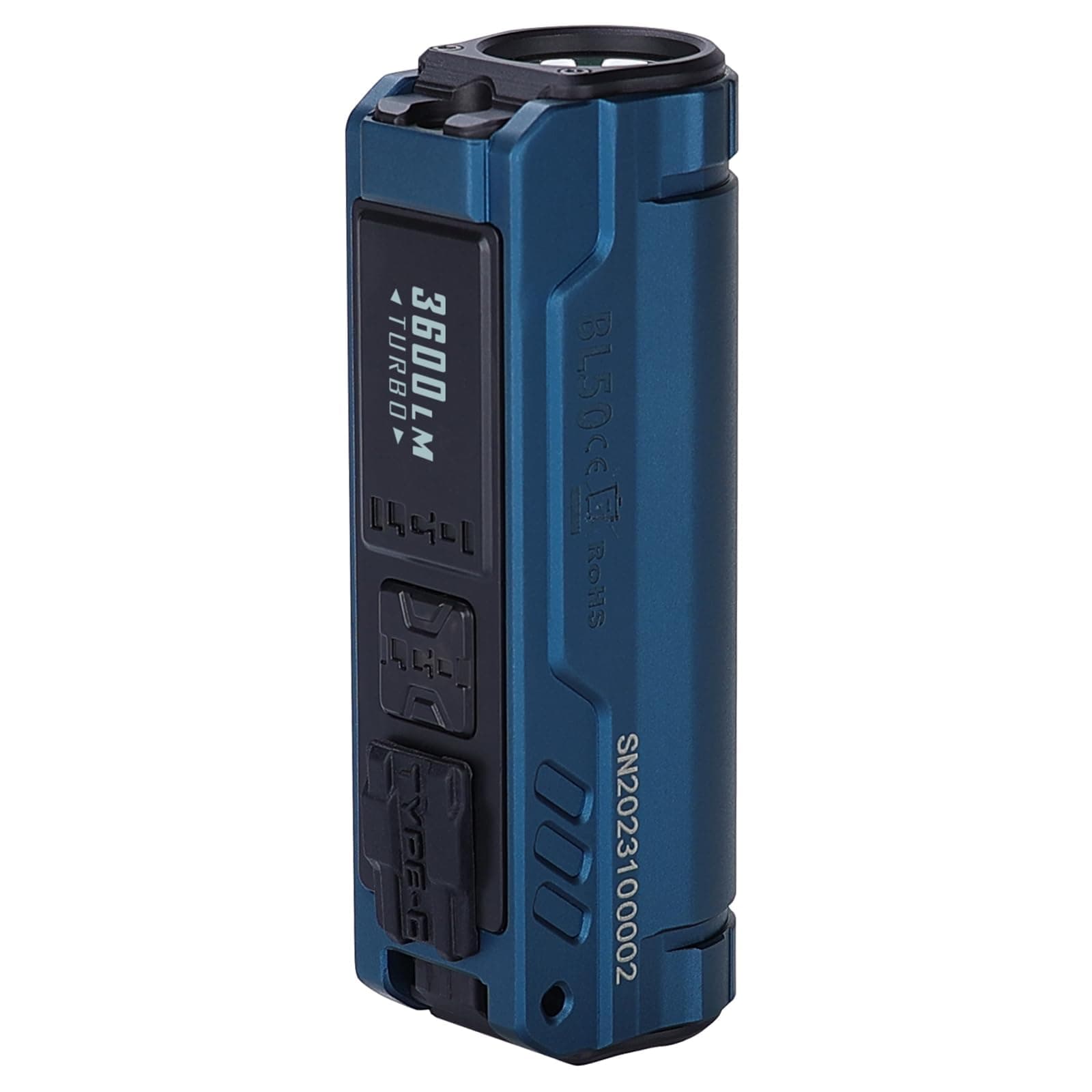 IMALENT BL50 Mini Flashlight 3600 Lumens Dual Light Source EDC Torch with White LED and UV Light, Built-in Rechargeable Battery for Outdoors, Emergency, Work, Camping (Blue)