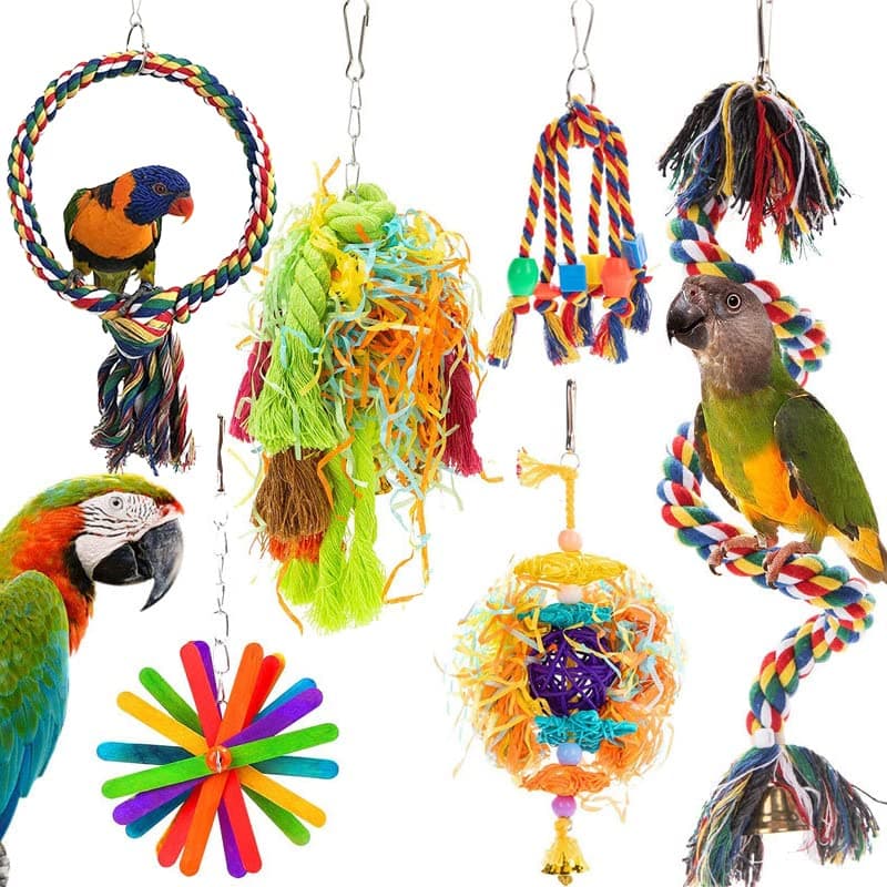 MYMULIKE 6 Packs Bird Toys, Parrot Foraging Shredder Toys for Small Parakeets, Cockatiels, Conures, Finches,Budgie,Macaws, Parrots, Love Birds-chew, bite, forage