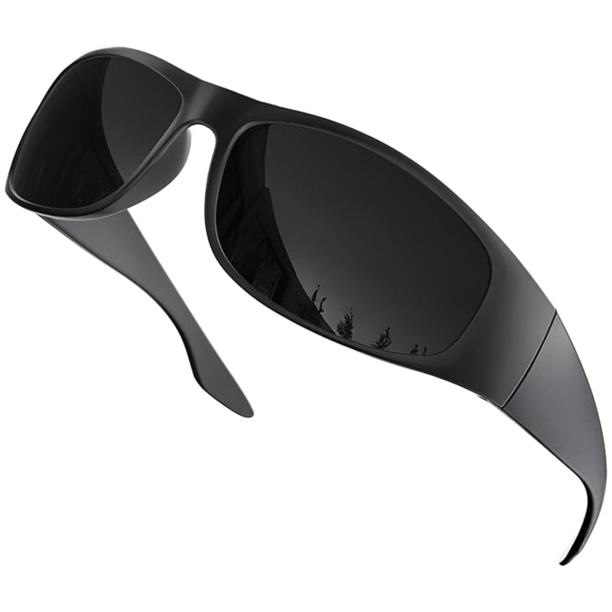 grinderPUNCH Super Dark CAT 4 Sunglasses Polarized Blackout Lenses for Light Sensitivity & Migraine Relief Wrap Around