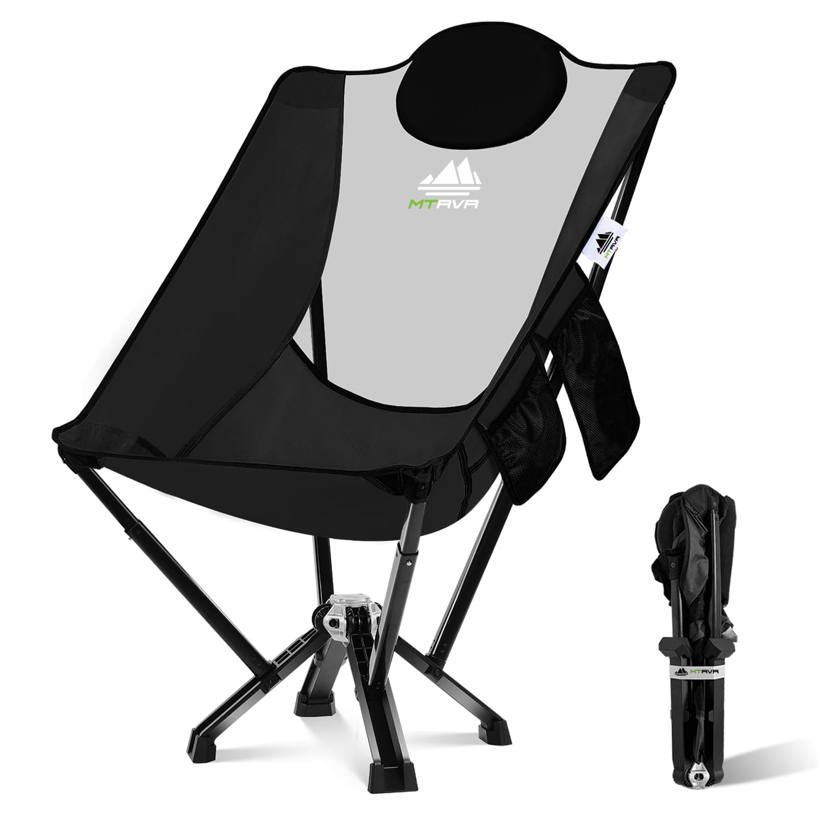 High Back Folding Camping Chair for Big Tall Adults, Heavy Duty 600 lbs Capacity, No Installation Needed, Thickened Aluminum Frame and Rubber Feet, Black Oversize Portable Camp Chair for Outdoor