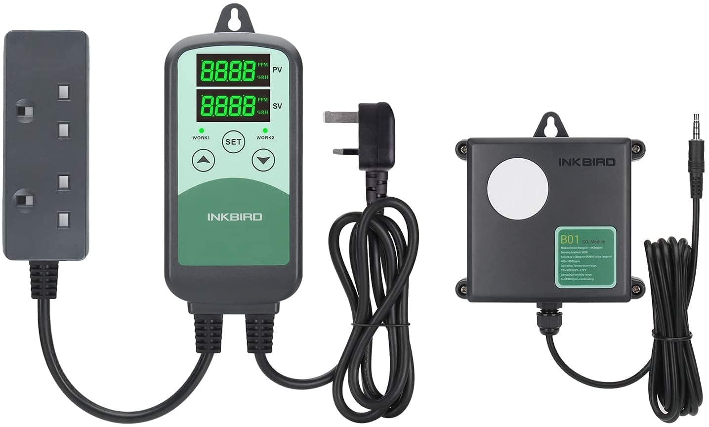 Inkbird CO2 Controller ICC-500T Digital Plug-n-Play Programmable CO2 Meter Carbon Dioxide Controller for Grow Room and CO2 Generator Agricultural Greenhouses Sensitive NDIR CO2 Sensor B01 Sensor