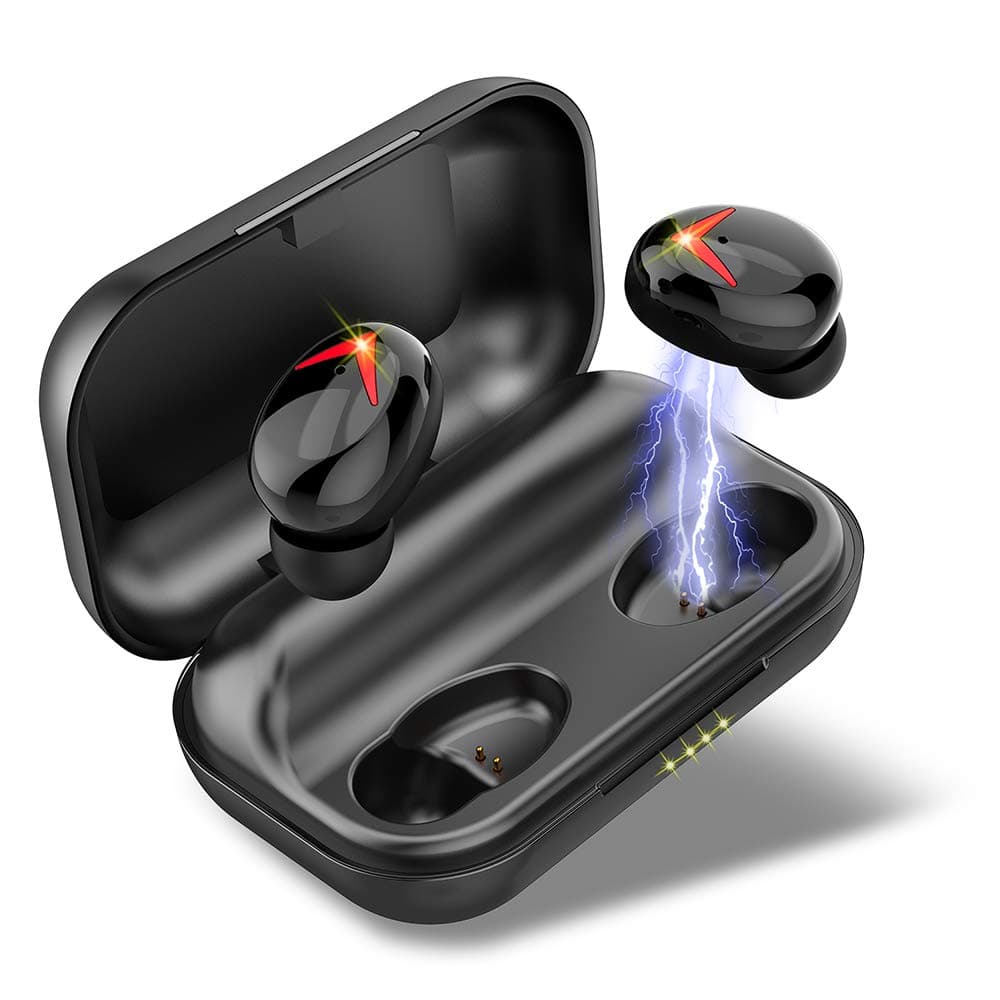 Wireless Headphones, Bluetooth 5.0 Headphones 120H Playtime, IPX7 Waterproof True Wireless Earbuds with Deep Bass, Stereo Calls, Low Latency, Instant Pairing, CVC 8.0 Noise Isolation for Gym Running