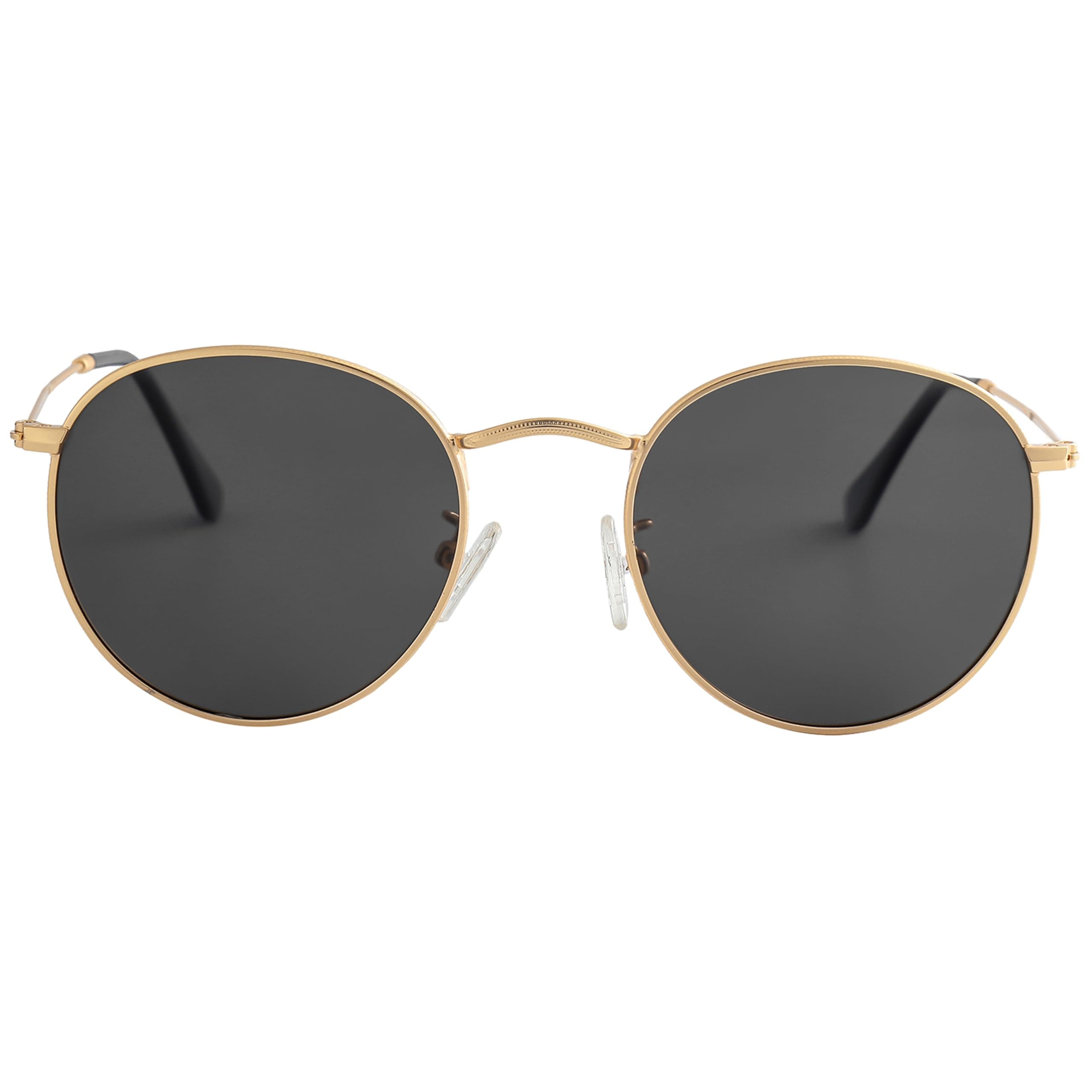 Small Round Metal Polarized Sunglasses for Men Women Mirrored Lens Classic Circle Sun Glasses