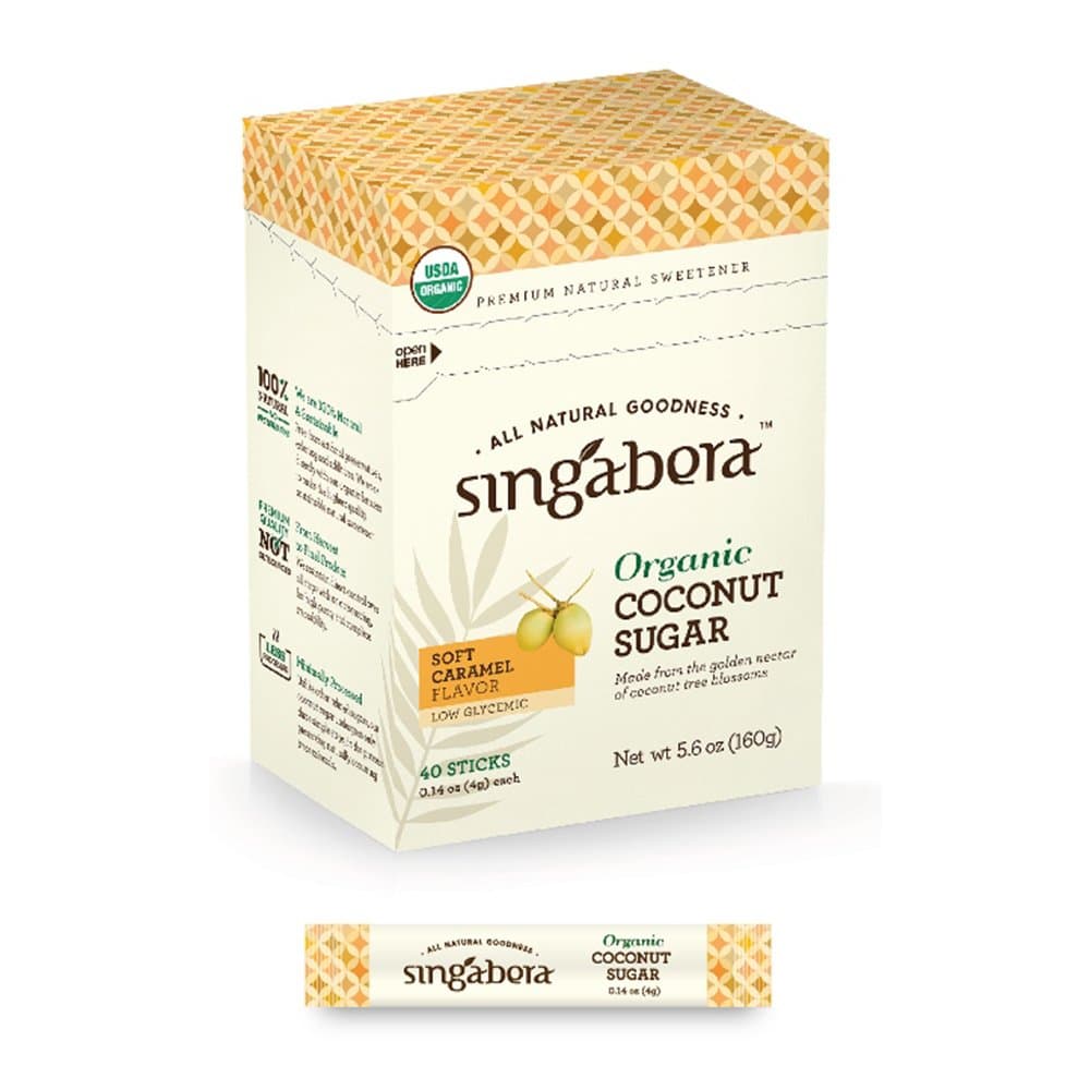 Singabera Organic Coconut Sugar with Soft Caramel Flavor (40 x 4g)