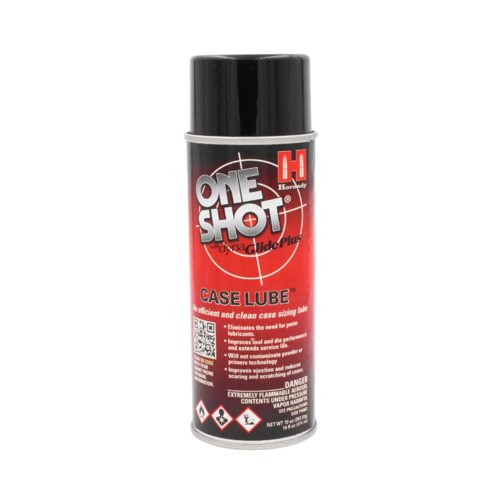 One Shot Case Lube, 10 oz / 14 fl oz – Aerosol Dry Lube, with DynaGlide Plus – Clean, Non-Sticky and Easy to Use – Contains No Petroleum, Won't Contaminate Powder or Primers