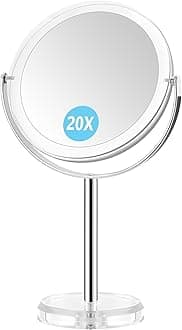 Magnifying Mirror,20x Makeup Mirror with Magnification,Double Sided 1X/20X Magnifying Mirror with Stand,Shaving Mirror and Personal Mirrors,6.6 Inches