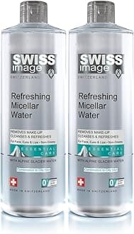 Swiss Image Refreshing Micellar Water 2 X 400 ml | Make Up Remover, Cleanses & Refreshes, Removes Waterproof Make Up, Non Greasy, hydrating | Non Rinse off | For Combination To Oily Skin
