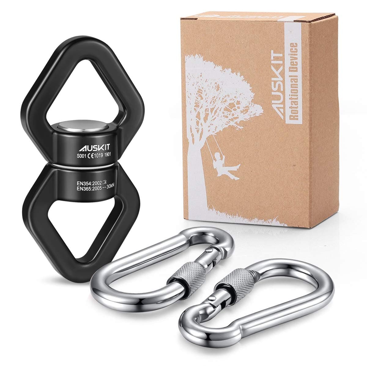 Black Swing Swivel, 30 KN Safest Rotational Device Hanging Accessory