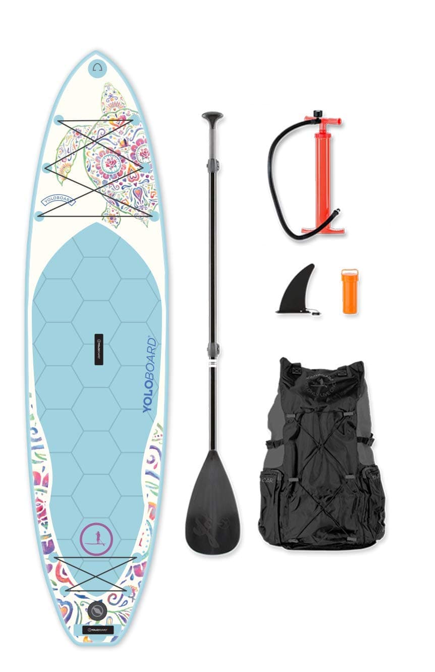 YOLO Board 11' Inflatable Stand Up Paddle Board (6" Thick) Package | Includes Adjustable Travel Paddle, Carrying Bag, Pump