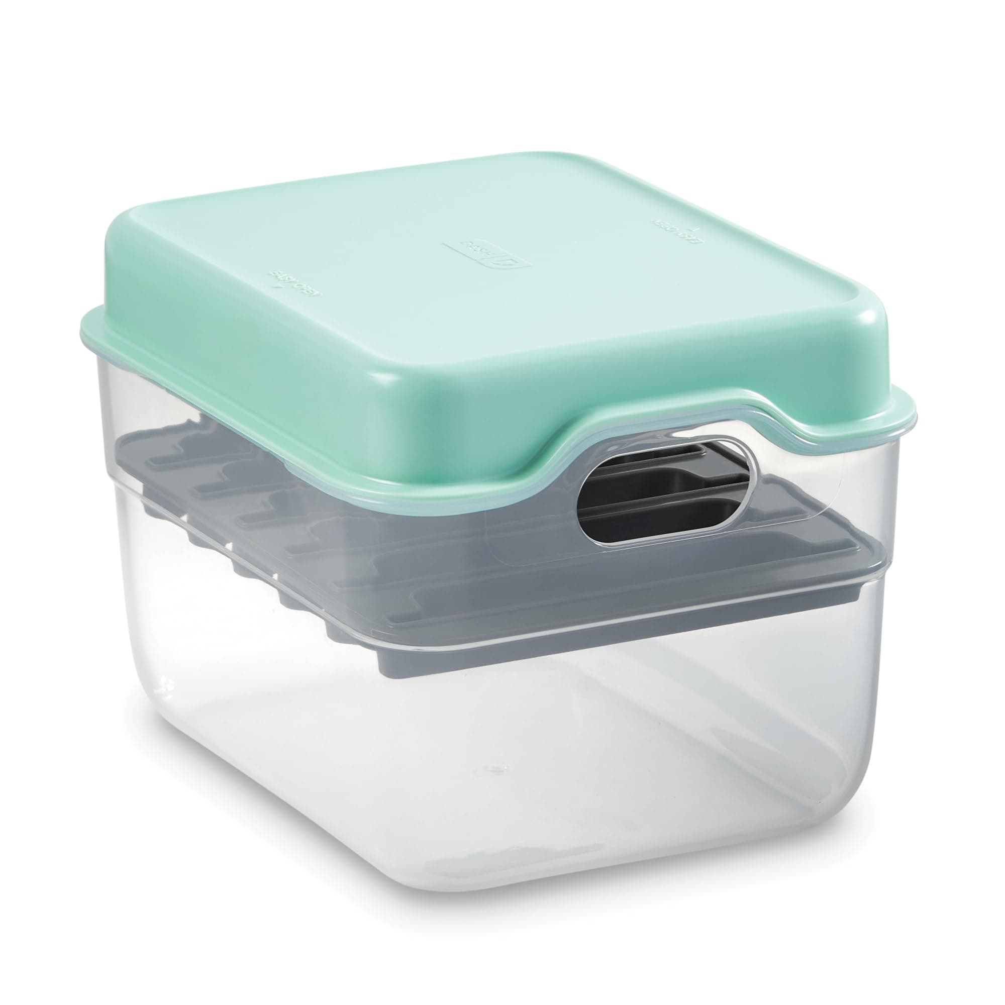 DASH MultiMaker Mini System Removable Plate Storage Case - Plate Organizer with Lid - Stackable Countertop or Cabinet Organizer Storage for Removable Plates - Aqua