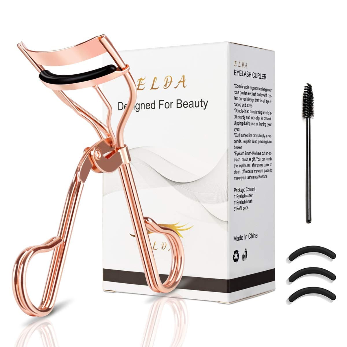 Eyelash Curler with Pads - Lash Curler for Women with Brush Lashes Curler No Pinching Eyelashes Curler Fits All Eye Shapes