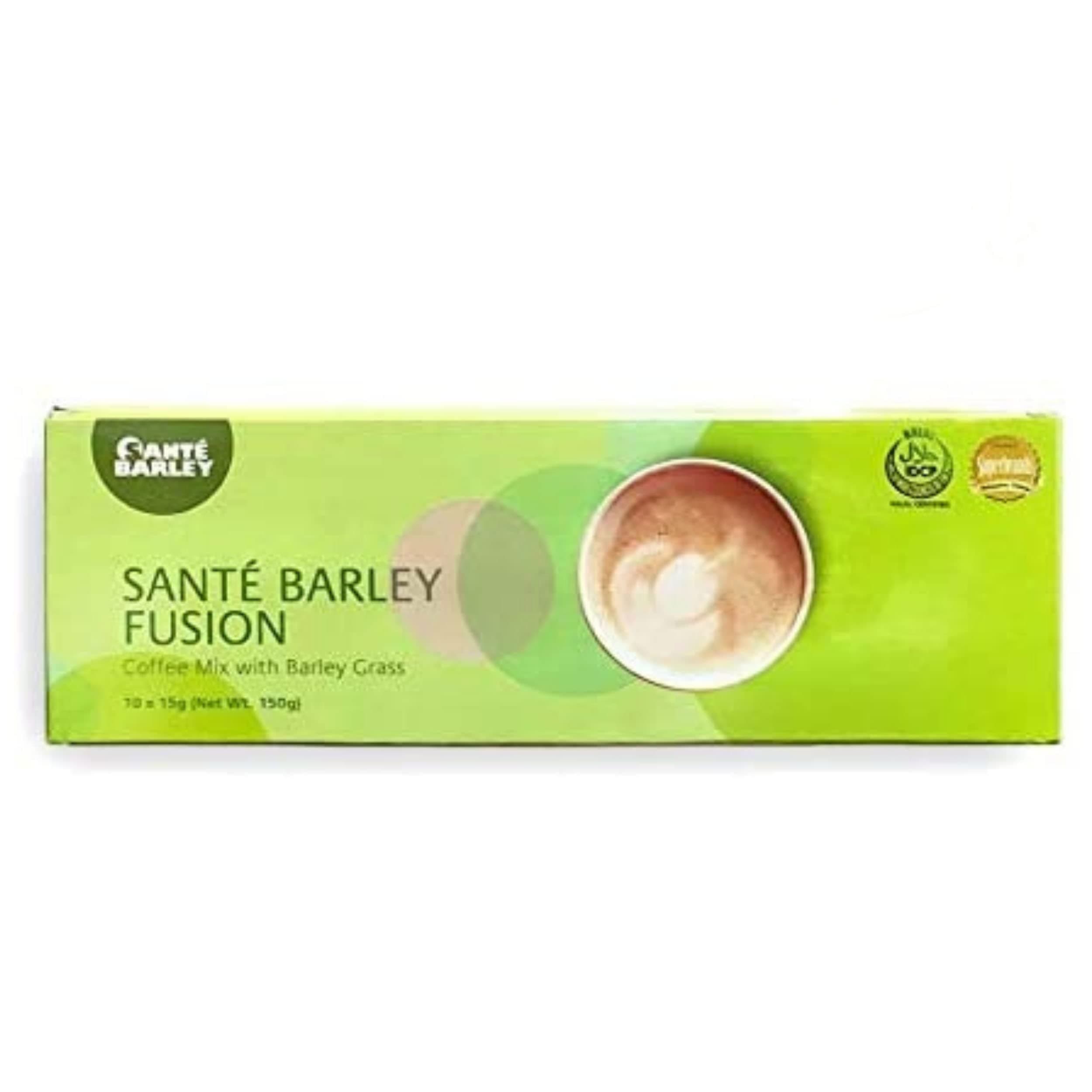 Sante Barley Fusion - A Blend of 100% Young Organic Barley from New Zealand & flavorful Robusta Coffee - 10 Sachets per Box!