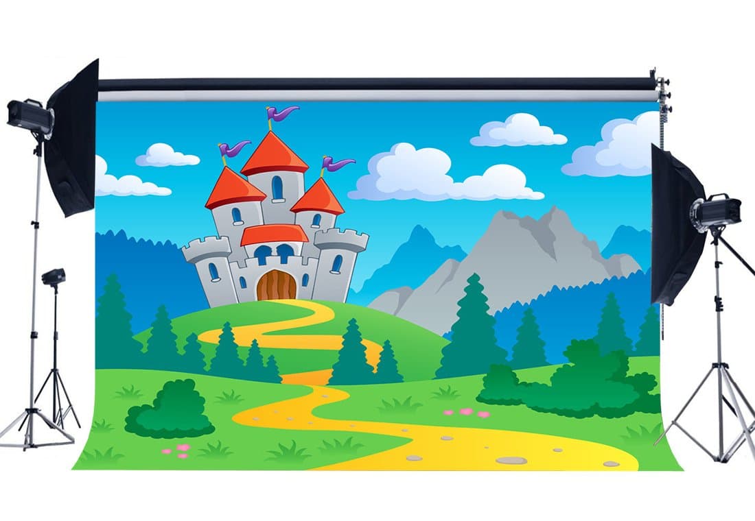 Haosphoto Fairytale Castle Backdrop 7X5FT Vinyl Enchanted Garden Backdrops Cartoon Girls Birthday Dessert Table Wallpaper Photography Background for Baby Shower Cake Smash Photo Studio Props YX941