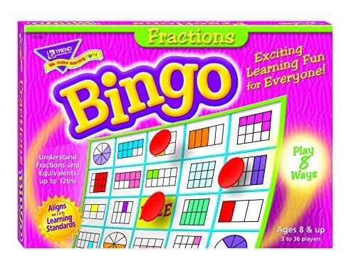 Fractions Bingo Game, 3-36 Players, 36 Cards/Mats by TREND ENTERPRISES INC.