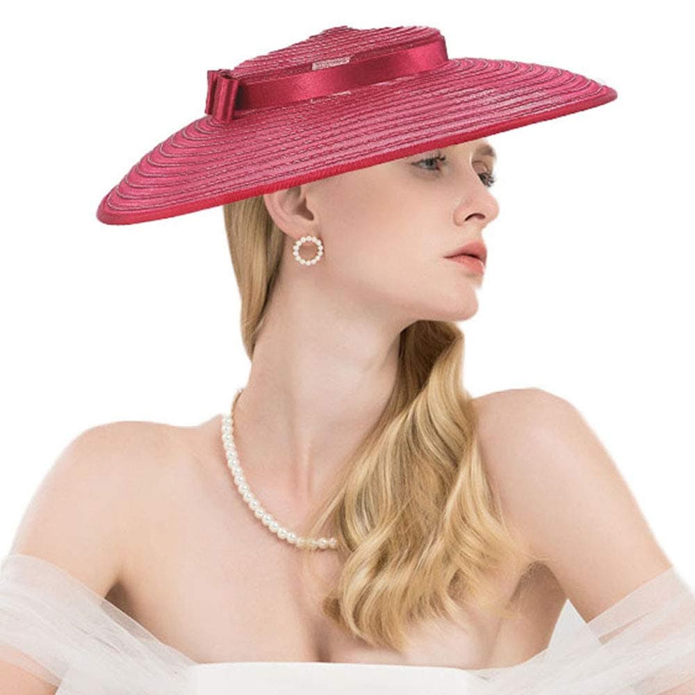 F FADVESFascinators for Women Elegant Wide Brim Tea Party Church Wedding Hat