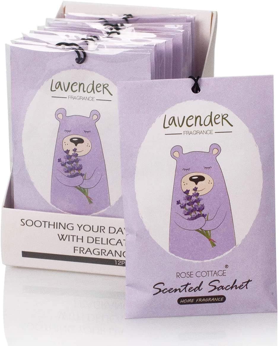 Rose Cottage 12Packs Lavender Drawer Air Freshener Deodorizer Scented Sachets Bags for Drawer and Closet，Sachets for Weddings