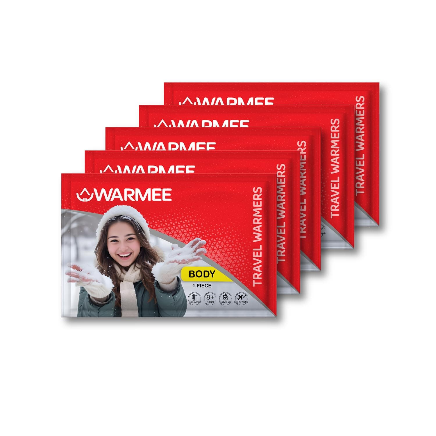 WARMEE Body Warmers (Pack of 5 pcs) Safe & Natural Heat Patches, Heat Packs for Men, Women and Children || Travel Warmers to Stay Warm in Winters|| Camping, Trekking, Holidays