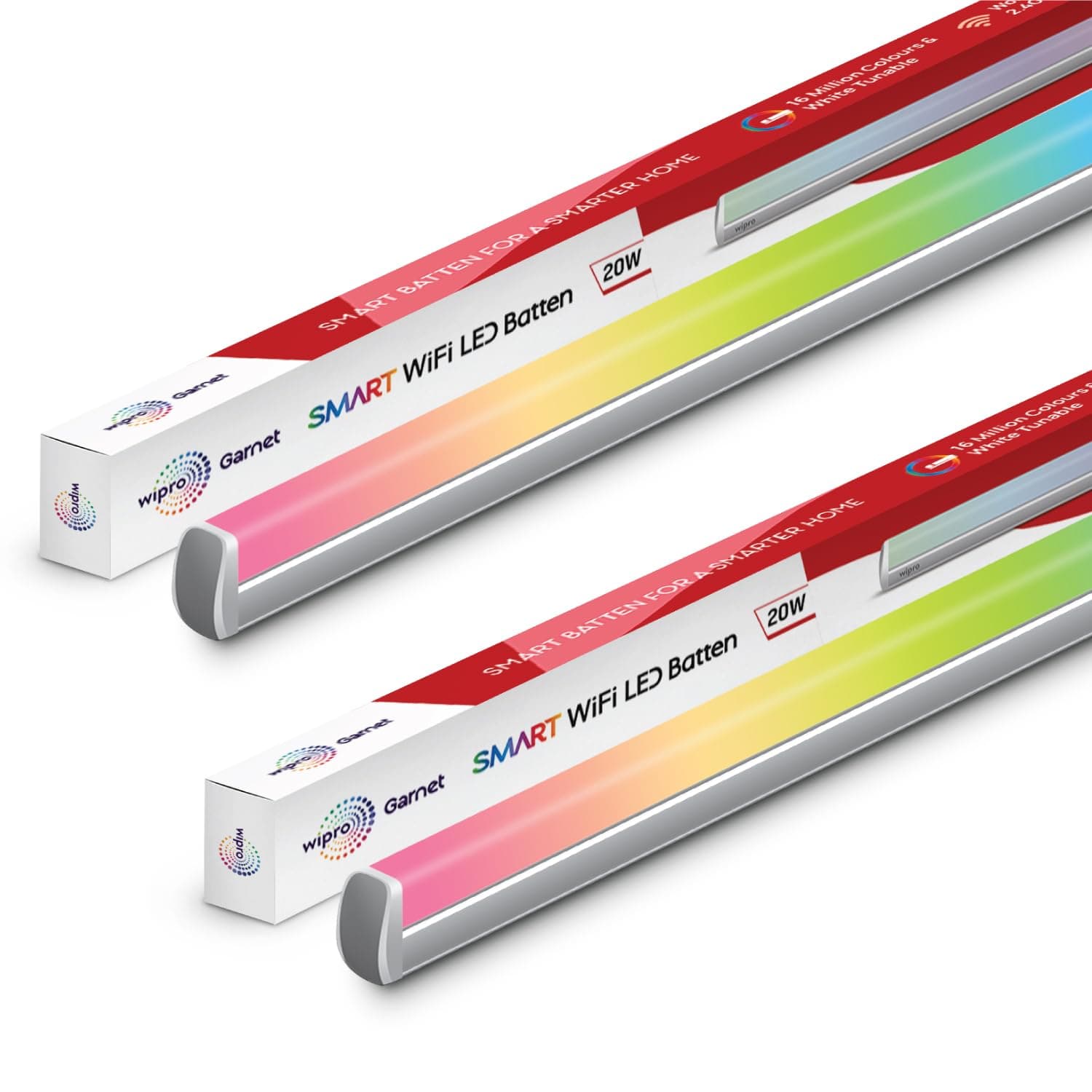 Next Smart Wi-Fi 20W CCT+RGB LED Batten | 16 Million Colours | White Tunable |Dimmable |Scheduling |Scene Creation |Smart Grouping of Lights | Amazon Alexa & Google Asst. Compatible |Pack of 2