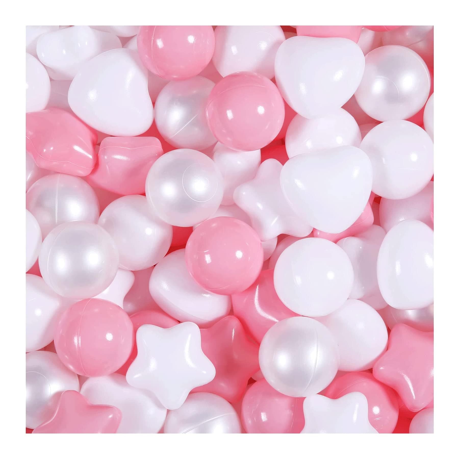 GOGOSO Pink Ball Pit Balls with Star Bals Heart Balls 100 - Crushproof Plasticballs for Babies Toddlers Kids Children for 1 2 3 4 5 Years Old,5 Colors,2.15inches