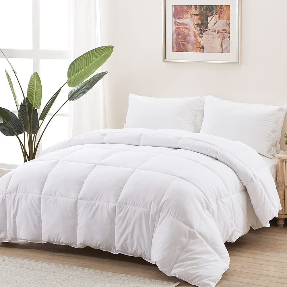 Duvet Insert Queen Comforter - 400GSM Fluffy Down Alternative Fill Hotel Collection Heavyweight Comforter, Warm Thick Duvet for Fall Winter, 8 Corner Tabs - Machine Washable,White,90x90