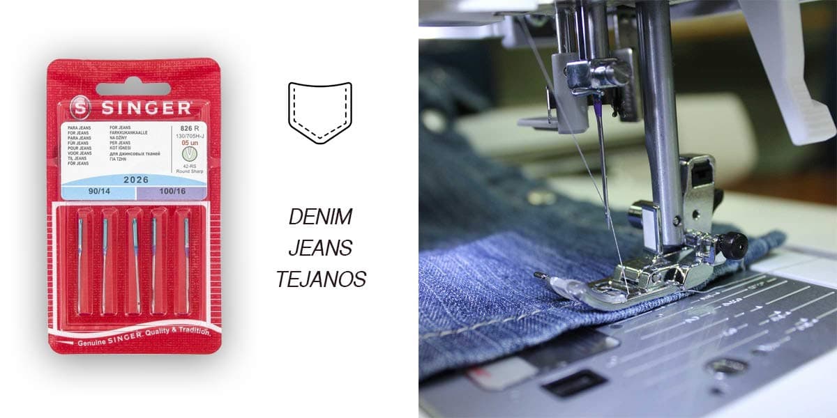 Singer 2 Pack Leather and Fabric Sewing Needles (826R + 832R) 2026 and 2032 130/705 H-J and H-LL (Universal, Flat on One Side)