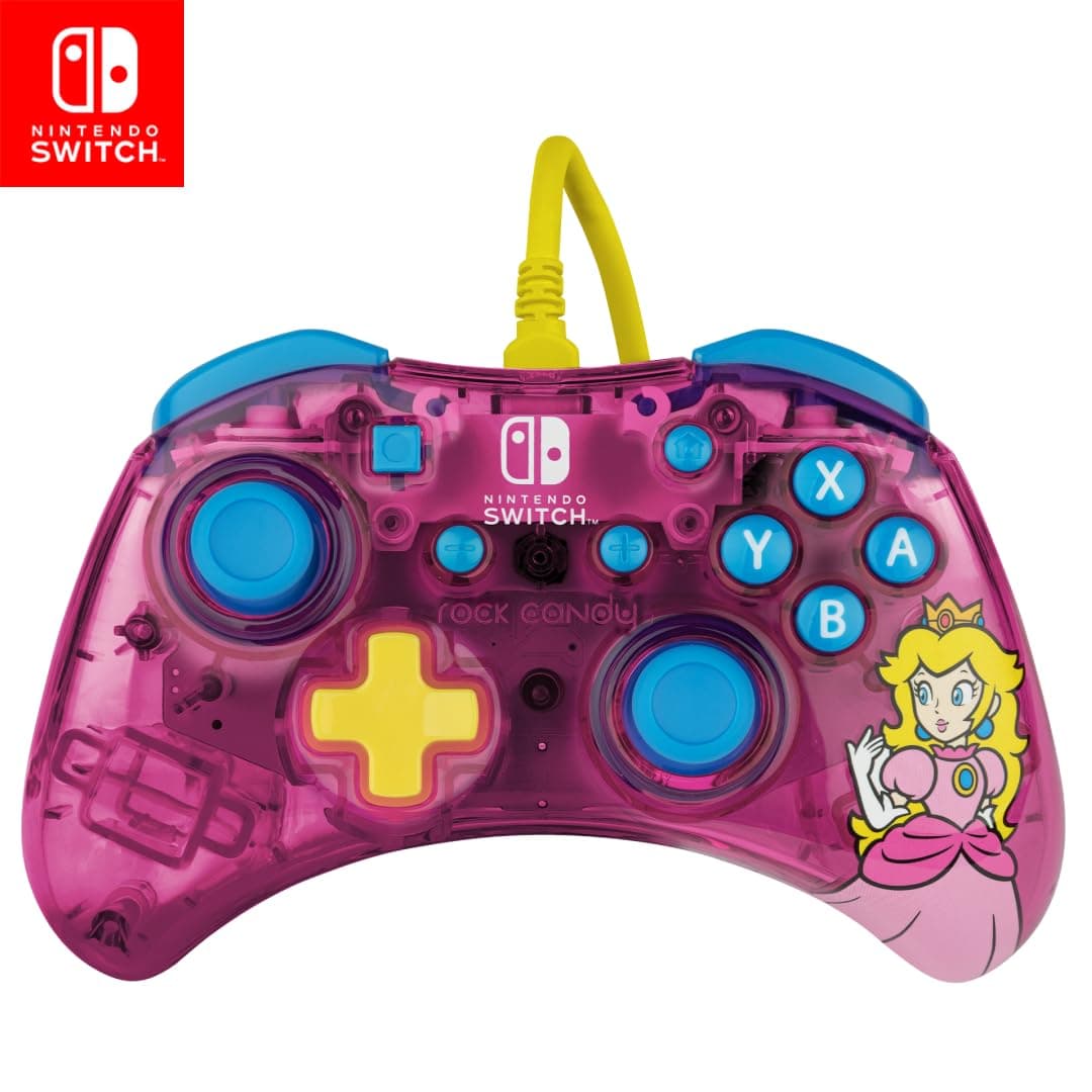 PDP Rock Candy Wired Gaming Switch Pro Controller - Official License Nintendo - OLED/Lite Compatible - Compact, Durable Travel Controller - Peach