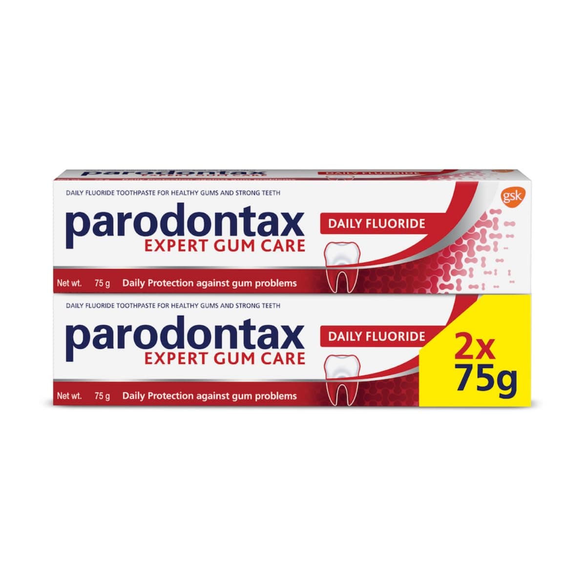 Parodontax Toothpaste Expert Gum Care | Daily Fluoride, Gum Protection Tooth Paste Combo Pack 150gm (75gm x 2) | For Redness, Swelling and Bleeding Gums, Freshness, Reduces Plaque