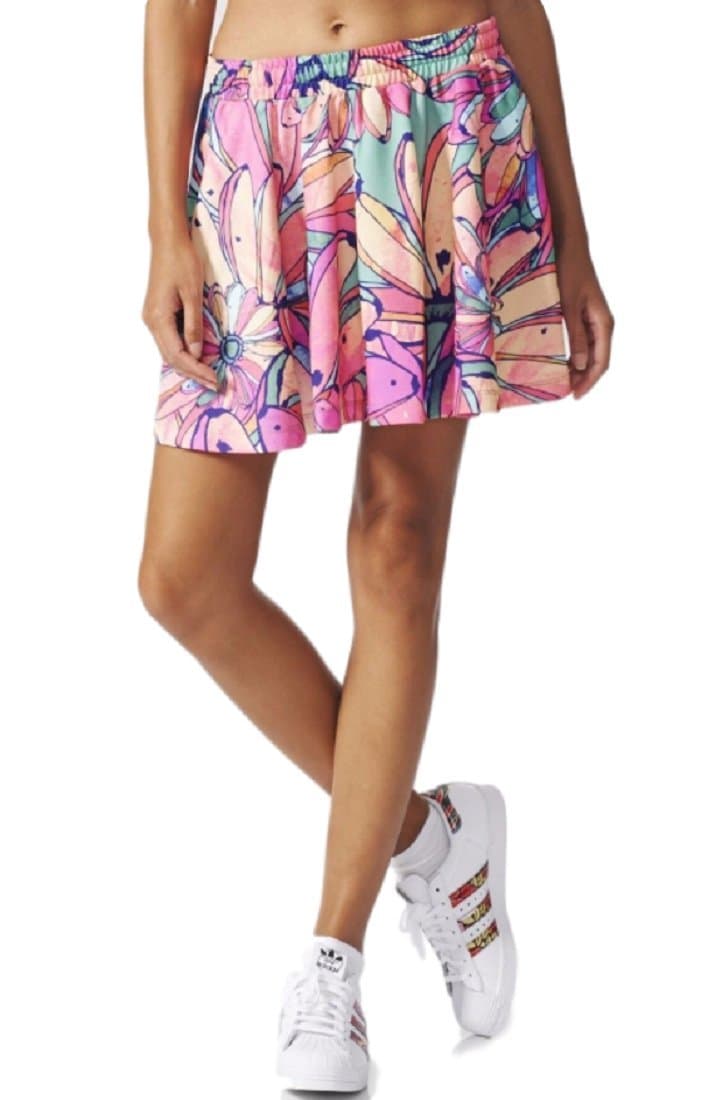adidas Originals Bananas Flared Skirt Elastic Waist Multicolor Size M