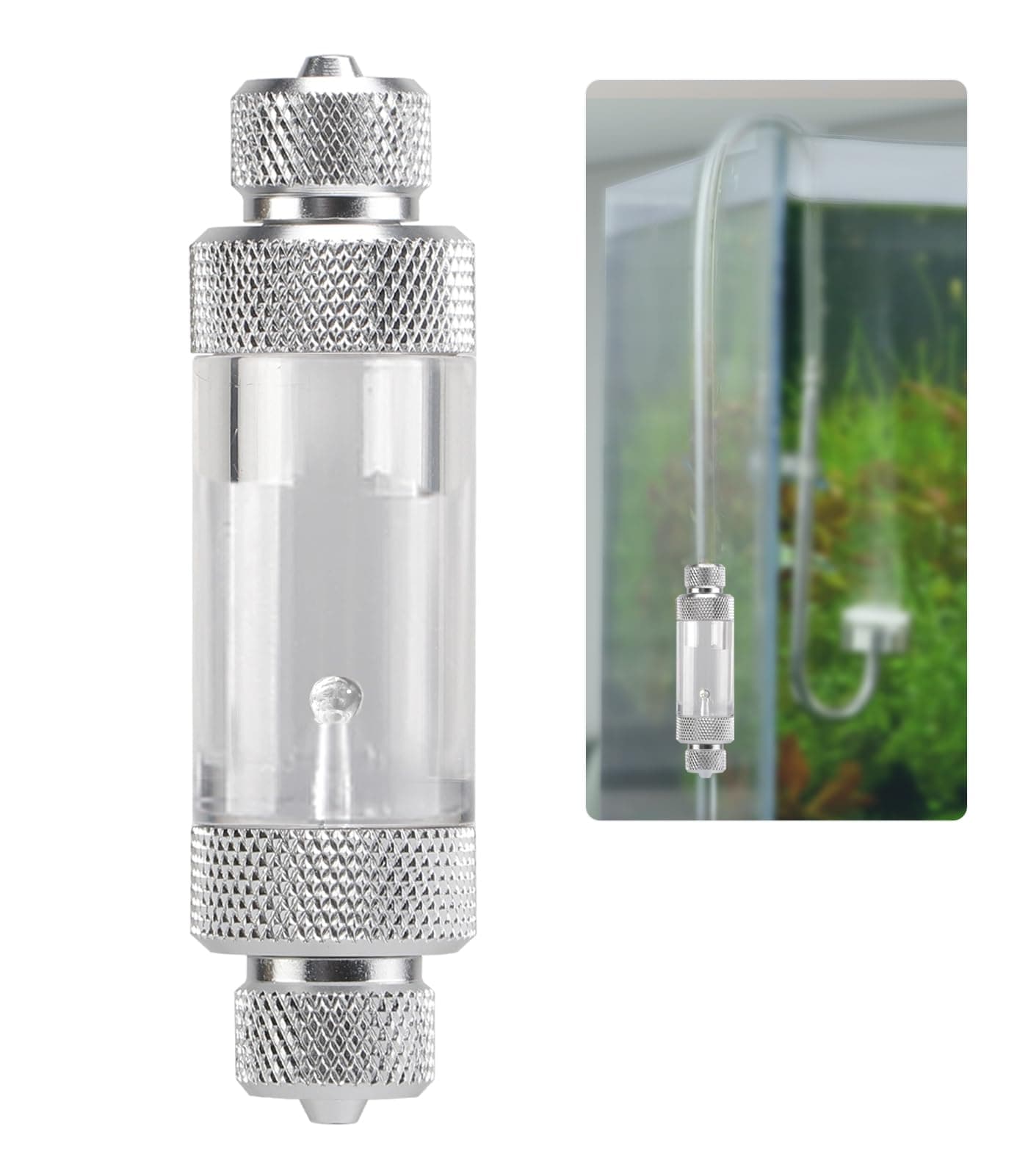 Aquarium CO2 Bubble Counter with Built-in Check Valve for CO2 Generator Regulator, Double-Head