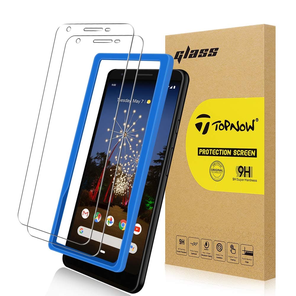 Topnow [2 Packs] for Google Pixel 3a Screen Protector, [Full Coverage] [Case-Friendly] Tempered Glass Film [Alignment Frame] with Lifetime Replacement