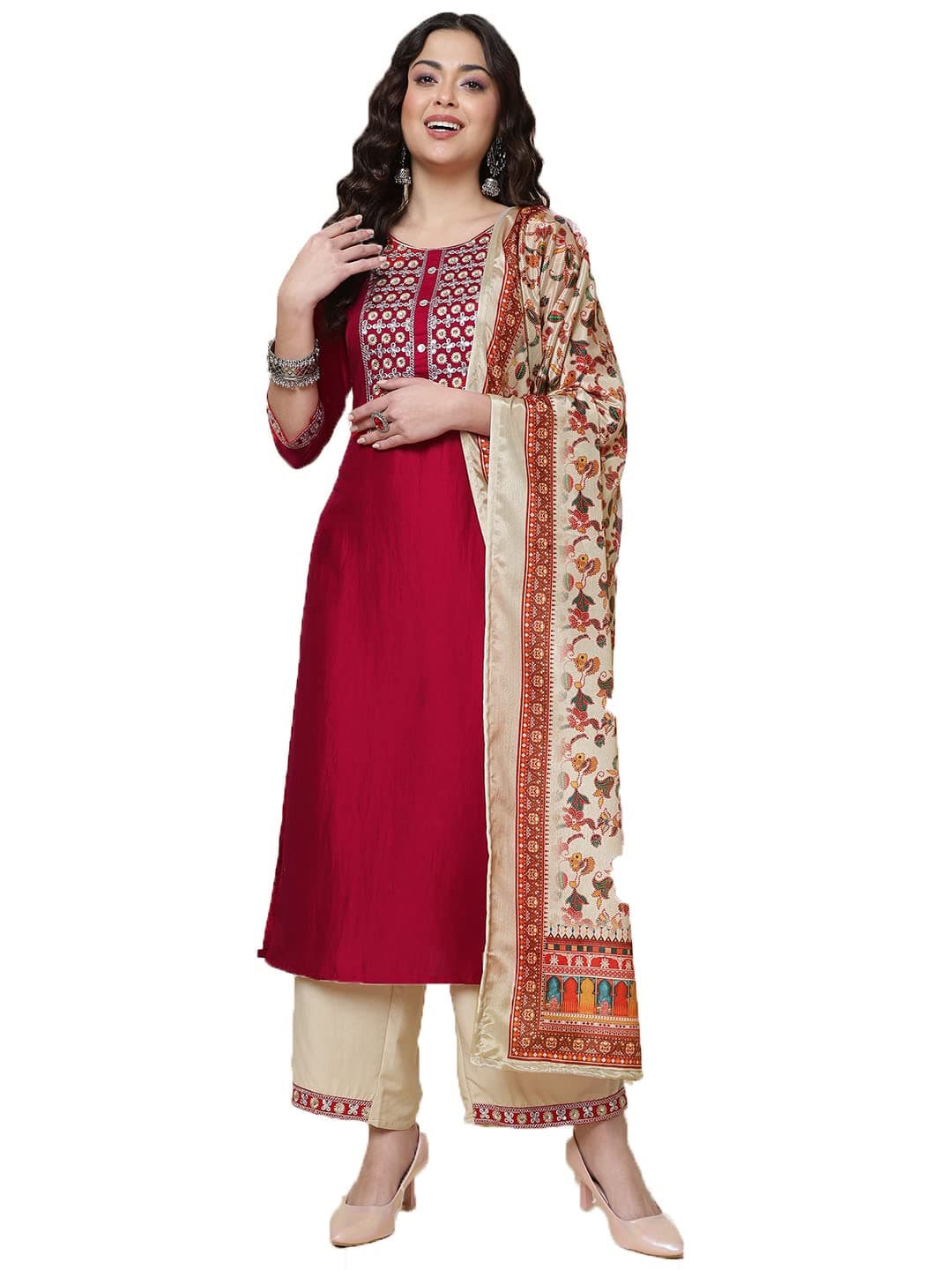 Shiv Textiles Silk Embroidered Kurta Set for Women