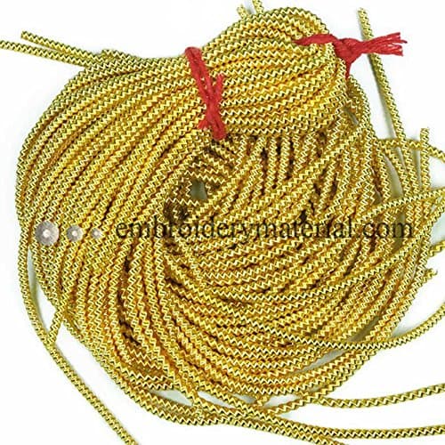 Embroiderymaterial French Coil Bullion Metallic Wire Dabka for Embroidery,Beading and Jewelry Making in Yellow Gold Colour-2MM-10 Yard/Packet(100 Grams)