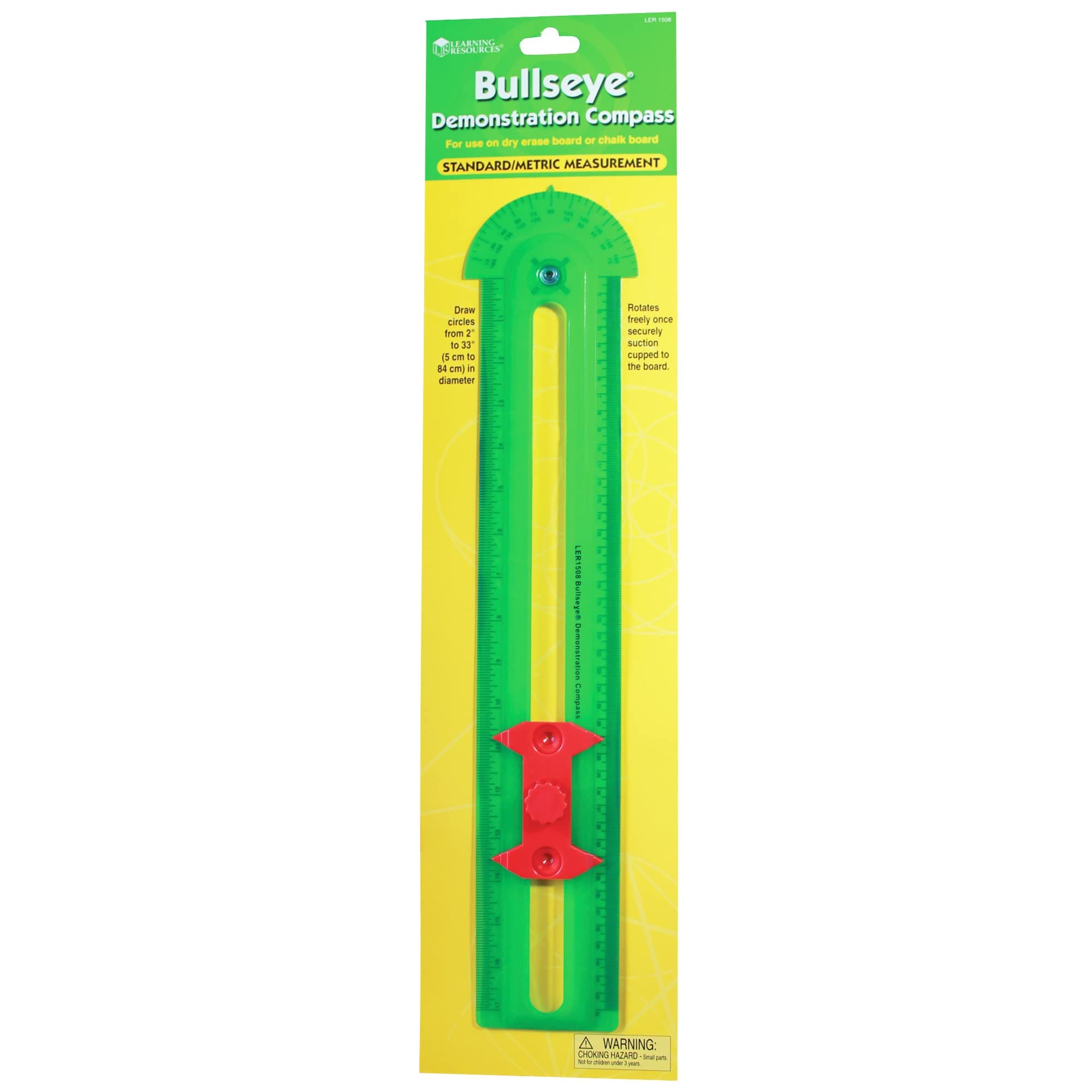 Bullseye Demonstration Compass, Dual-Scale Ruler, Classroom Whiteboard Accessories, Teacher Aids, Grades 1+