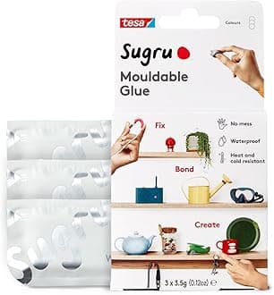 Sugru Silicone Super Glue - Waterproof All-Purpose Wall Putty + Moldable Glue for Crafting + DIY Home Improvement - Removable + Kid-Safe - Indoor/Outdoor Use - 3 Pack - White (3.5g/ea)