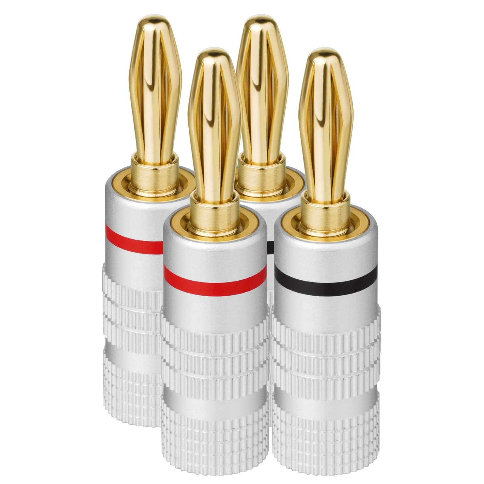 Banana Cable Plugs, 4PCS 24k Gold Plated 4.5mm Speaker Banana Plugs, Audio Jack Connector Speaker Cable Connector for Amplifier, HiFi, Receiver,Home Theatre, Audio Wire Cable Screw Connector