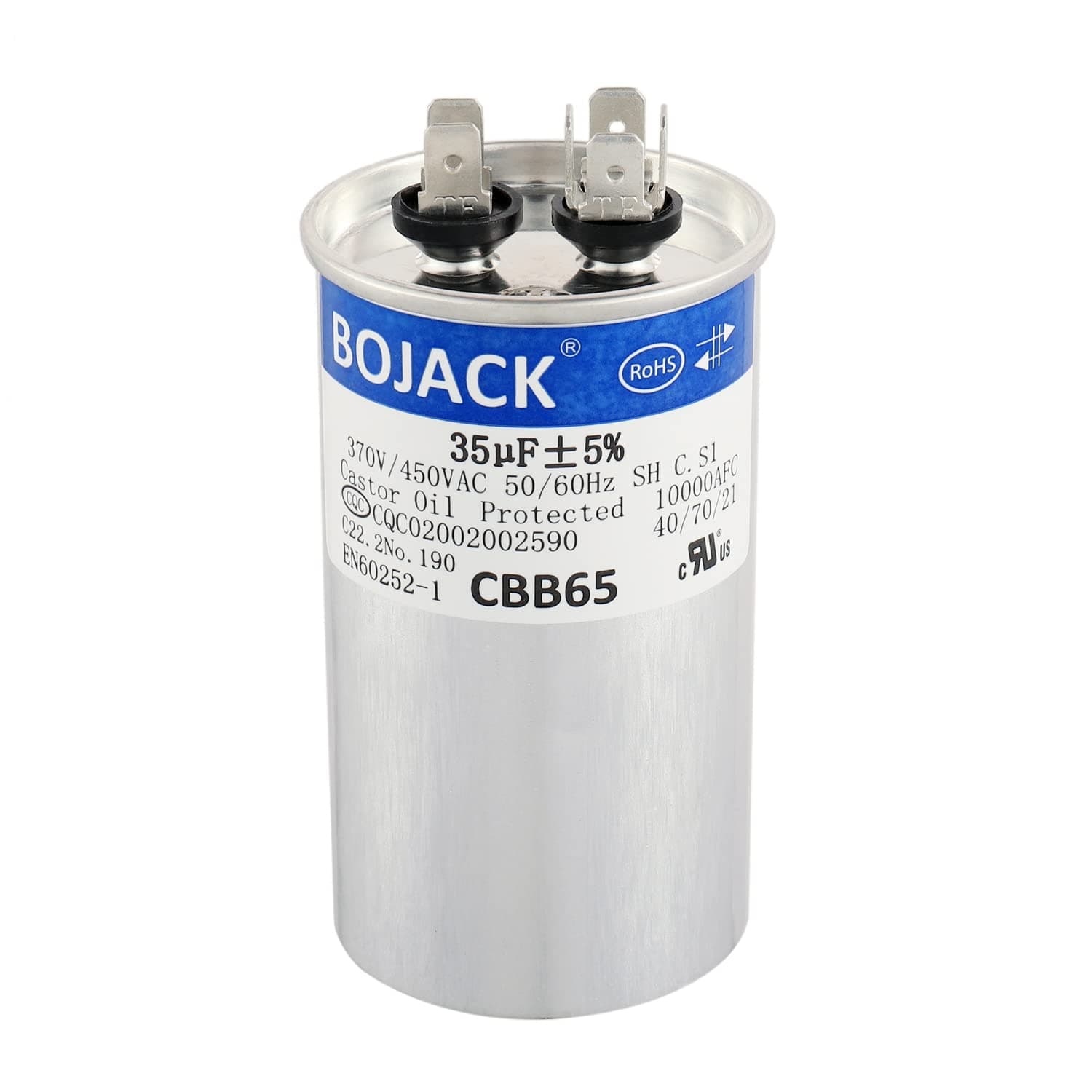 - BOJACK 35 uf 370V 450V AC CBB65 Motor and Fan Starting Round Capacitor 35 MFD 10000AFC