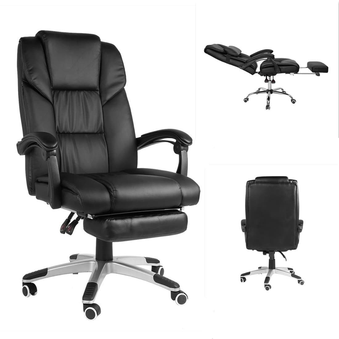 Cozime Office Swivel Chair With Tilt lockable system 170°Adjustable back/Collapsible Peda Computer Desk Executive Chair