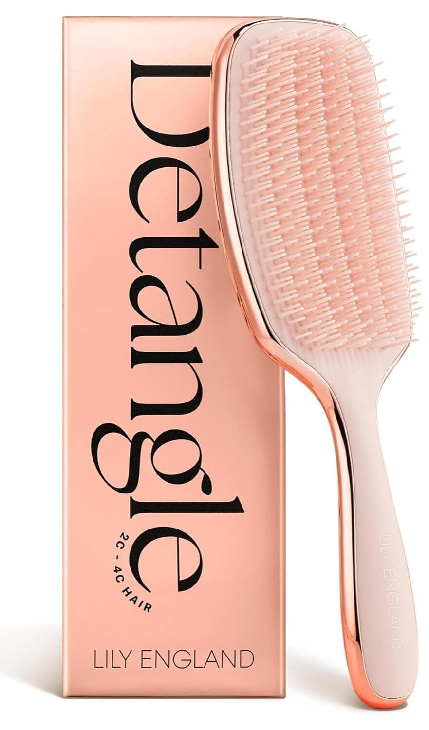 Lily England Curly Hair Brush for Detangling & Styling - Pain-Free Curl Brush for Wet & Dry with Flexible Bristles - Easy to Hold Hairbrush for Curly Women with 3c to 4c Hair, Rose Gold